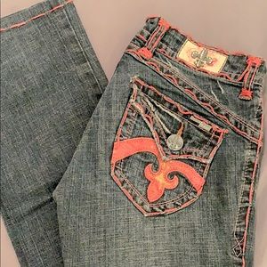 Laguna Beach medium wash with pink stitching